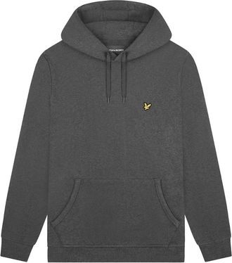 Lyle & Scott Mens Lyle & Scott Branded Charcoal Marl Pull-over Hoodie - Black - Size: 44