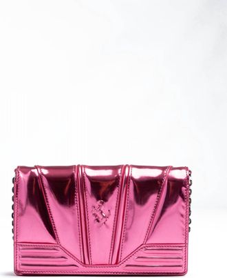 Ferrari Womens Gt Patent Leather With Chain Bag In Metal Pink