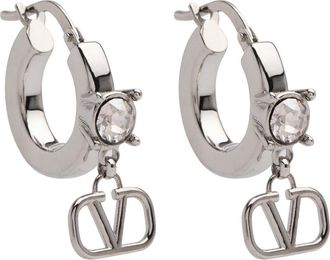 Valentino Garavani Vlogo Crystal-embellished Drop Earrings - Silver - One Size