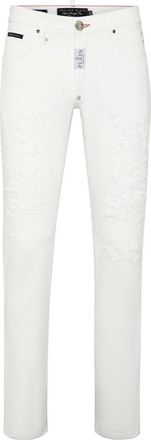 Philipp Plein Denim Broeken Super Straight Cut - Heren - Slim Fit Jeans - Wit - W29 - Denim - Jeans