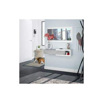 No Brand No Brand - kit mobile ingresso 1CASSETTO + 1 specchio noon bianco e cemento