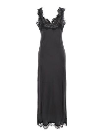 Gold Hawk Lace-Trimmed Silk Dress - Gray