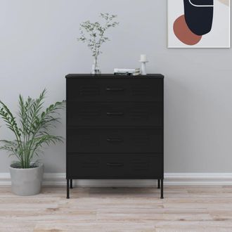 Berkfield Home Chest of Drawers Black 80x35x101.5 cm Steel