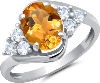 MAX + STONE 10k Yellow or White Gold Oval Cut Gemstone Sunburst Halo Ring