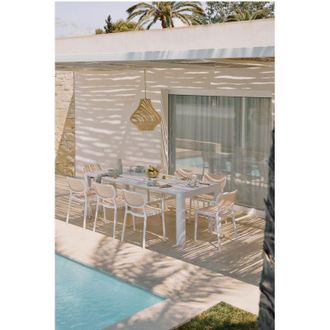 Sklum Sklum - Set De Mesa Rectangular (220x100 Cm) Arnadine Y 8 Sillas De Jard&iacute;n Apilables Con Reposabrazos Omara