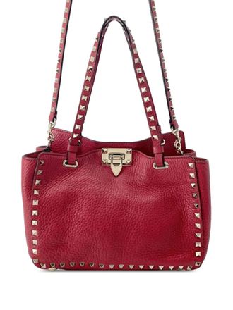 Valentino Garavani 2000-2017 Small Leather Rockstud Trapeze satchel - women - Calf Leather - One Size - Red