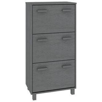vidaXL Zapatero Hamar Madera Maciza Pino Gris Oscuro 59,5x35x117 Cm Vidaxl