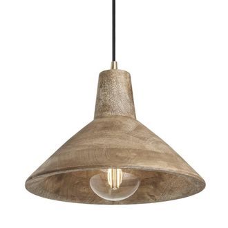 Industville Maribo Wooden Pendant Light - 12 inch in Natural | Size: 12 inches