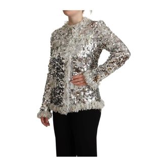 Dolce & Gabbana Giacca con Frange di Paillettes - - Jackets - Donna - Grigio - S
