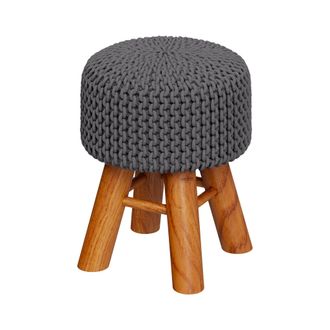 Rendez-Vous D&eacute;co Taburete Peque&ntilde;o De Punto Lisa Gris Oscuro