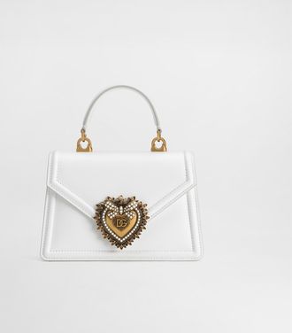 Dolce & Gabbana Small Smooth Calfskin Devotion Bag - Woman Shoulder And Crossbody Bags White Leather Onesize
