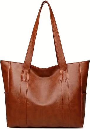 Generic RUHTEUO Tote bags for women Vintage Large Capacity Tote Bag, Retro Vegan Shoulder, Womens Casual Handbag For Commute(Coffee)