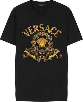 Versace Katoenen T-shirt met logoprint - Zwart