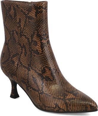 Mia Shoes Womens Ediva Snake Pointed Toe Boot In Brown
