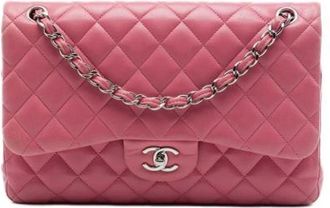 Chanel Pre-owned Classic Double Flap Shoulder Bag - Dames - Vintage Schoudertas - Roze - ONE Size - Leer - Vintage