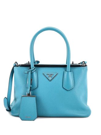Prada Turnlock Cuir Twin Saffiano Leather Small tote bag - Blauw