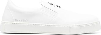 Philipp Plein logo-plaque slip-on sneakers - men - Calf Leather/Calf Leather/Rubber - 40 - White