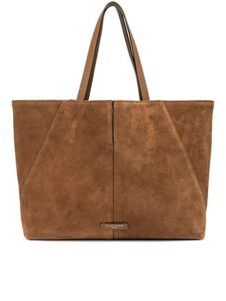 Gianni Chiarini Maya Warm Brown Suede Structured Tote