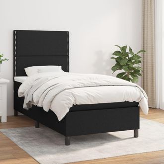vidaXL Vidaxl - Cama Box Spring Con Colch&oacute;n Tela Negro 100x200 Cm