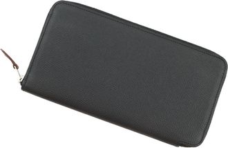 Herm&egrave;s Black Epsom Leather Long Wallet (Bi-Fold) (Pre-Owned)