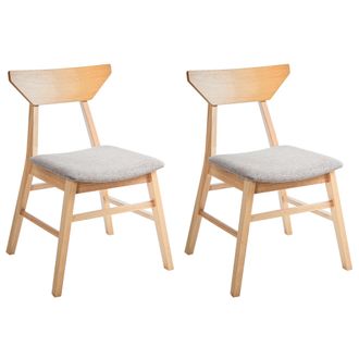 Beliani Beliani - Conjunto De 2 Sillas De Comedor Asiento Tapizado En Poli&eacute;ster Acolchado Respaldo Y Estructura De Madera De Caucho Comedor Cocina Marr&oacute;n Clar