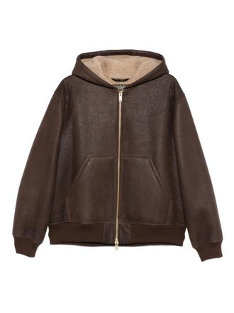 Baracuta hooded zip-fastening jacket - men - Lamb Shearling - 40 - Brown
