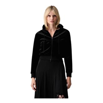 VETEMENTS Sudadera con cremallera ajustada de terciopelo - Sweatshirts & Hoodies - Mujer - Negro - S