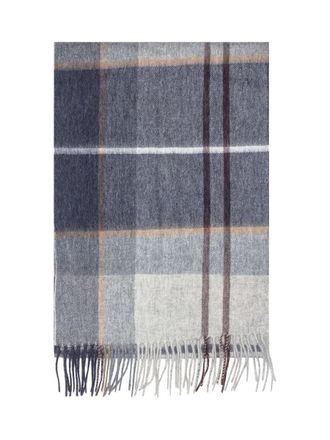 Barbour Barbour Blue And Gray Tartan Wool Scarf