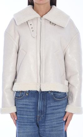 Salvatore Santoro Womens Shearling Jacket - Ivory Leather - Size EU 40 (Womens)