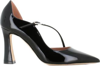 Malone Souliers 90 mm lakleren pumps met gekruiste bandjes - Zwart