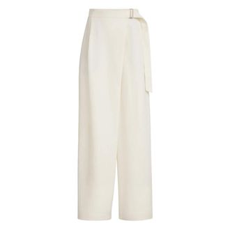 Brunello Cucinelli Broeken, Dames, Beige, S, Leer, Sartorial Wrap Broeken