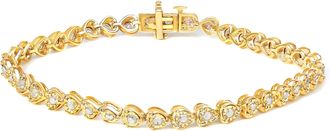 House of Brilliance 925 Sterling Silver 1.0 Cttw Miracle Set Diamond Heart-Link 7 Tennis Bracelet