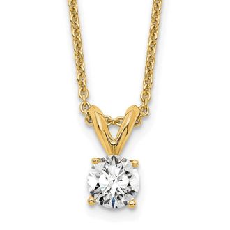 Diamond2Deal 14k Yellow Gold 1/3 Ct Round Lab Grown Diamond Solitaire Pendant Necklace 18 Clarity VS, Color D-E