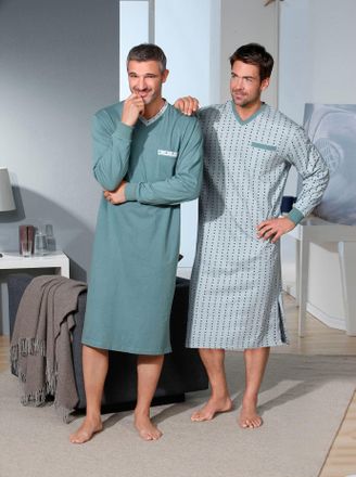 Kings Club Nachthemd KINGS CLUB Nachthemden, Damen, Gr. 44/46, Normalgr&ouml;ssen, gr&uuml;n (mint, mint, bedruckt), 100% Baumwolle, bedruckt, gemustert, Kleider Nachthemd