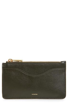 Vince Leather Zip-Top Card Case in Herba at Nordstrom