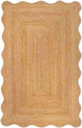 Jonathan Y Designs Seaside Cottage Scallop Edge Jute Area Rug in Natural at Nordstrom, Size 2Ft 0In X 8Ft 0In