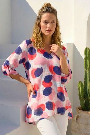 Roman Abstract Wrap Hem Top