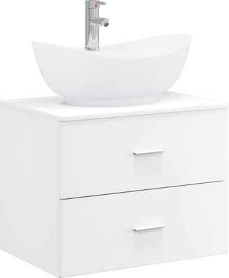 vidaXL Juego De Muebles De Ba&ntilde;o Blanco Madera De Ingenier&iacute;a Vidaxl