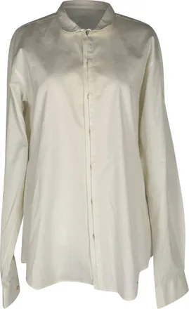 Shanghai Tang Button-Down Shirt in White Cotton