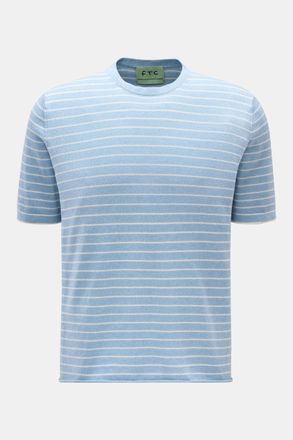 FTC Men - Short sleeve crew neck jumper light blue/white striped
