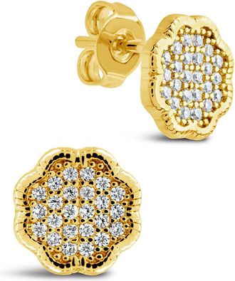 Sterling Forever Rose Petal CZ Stud Earrings