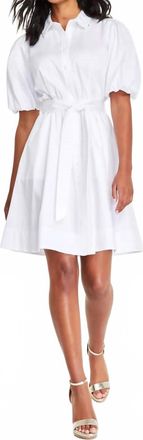 Karl Lagerfeld Puff-Sleeve Tied Shirt Dress In White