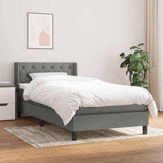 vidaXL Cama Box Spring Con Colch&oacute;n Tela Gris Oscuro 80x200 Cm Vidaxl