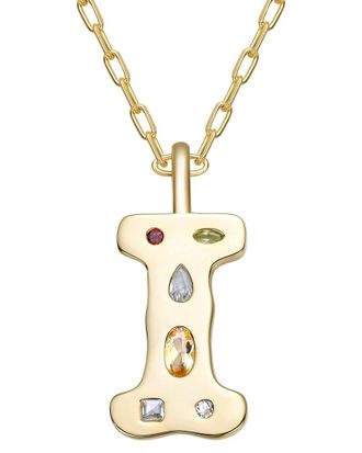 Genevive 14K Plated Cz Alphabetical Necklace