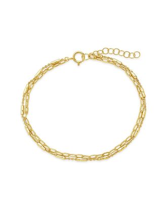 Sterling Forever Sterling Silver Delicate 2 Layer Chain Bracelet