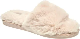 Nine West Faux Fur Slippers in Cream at Nordstrom, Size Medium