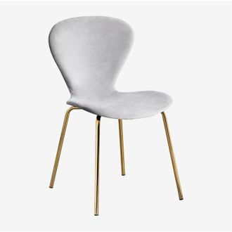 Sklum Sklum - Silla De Comedor Apilable En Terciopelo Uit Gris Claro