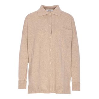Max Mara Cardigans, female, Beige, Size: XS Polo collar cardigan