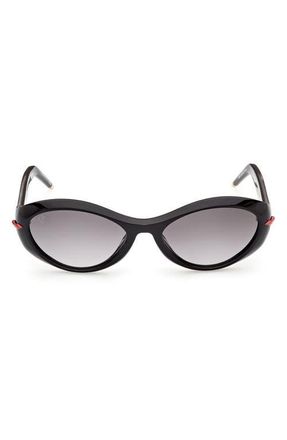 Christian Louboutin 55mm Oval Sunglasses in Black /Bilayer Black at Nordstrom