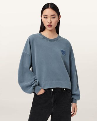 AllSaints Cotton Lover Oversized Crew Neck Sweatshirt, Size: XS